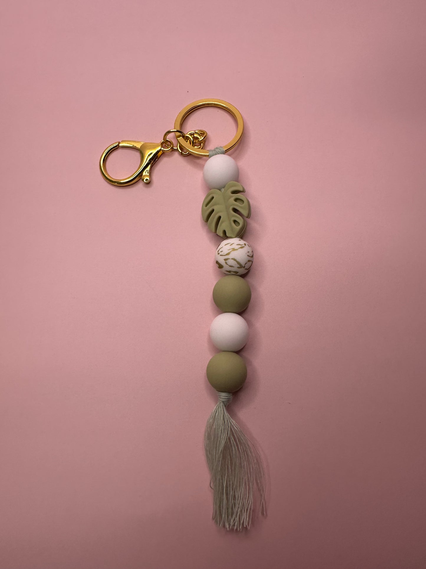 Leaf Bead Key Ring/ Bag Tag