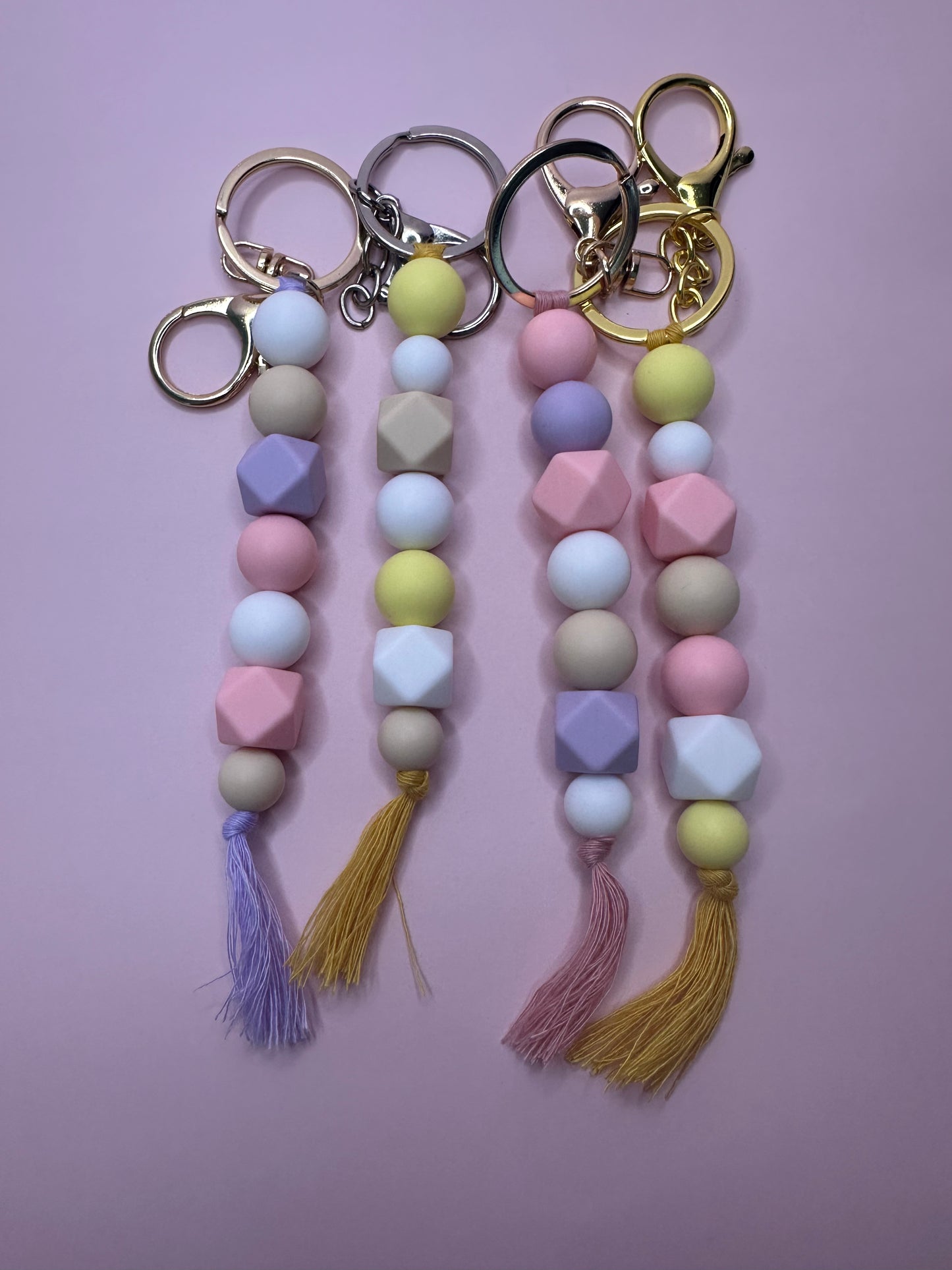 Pastel Beaded Key Ring/ Bag Tag