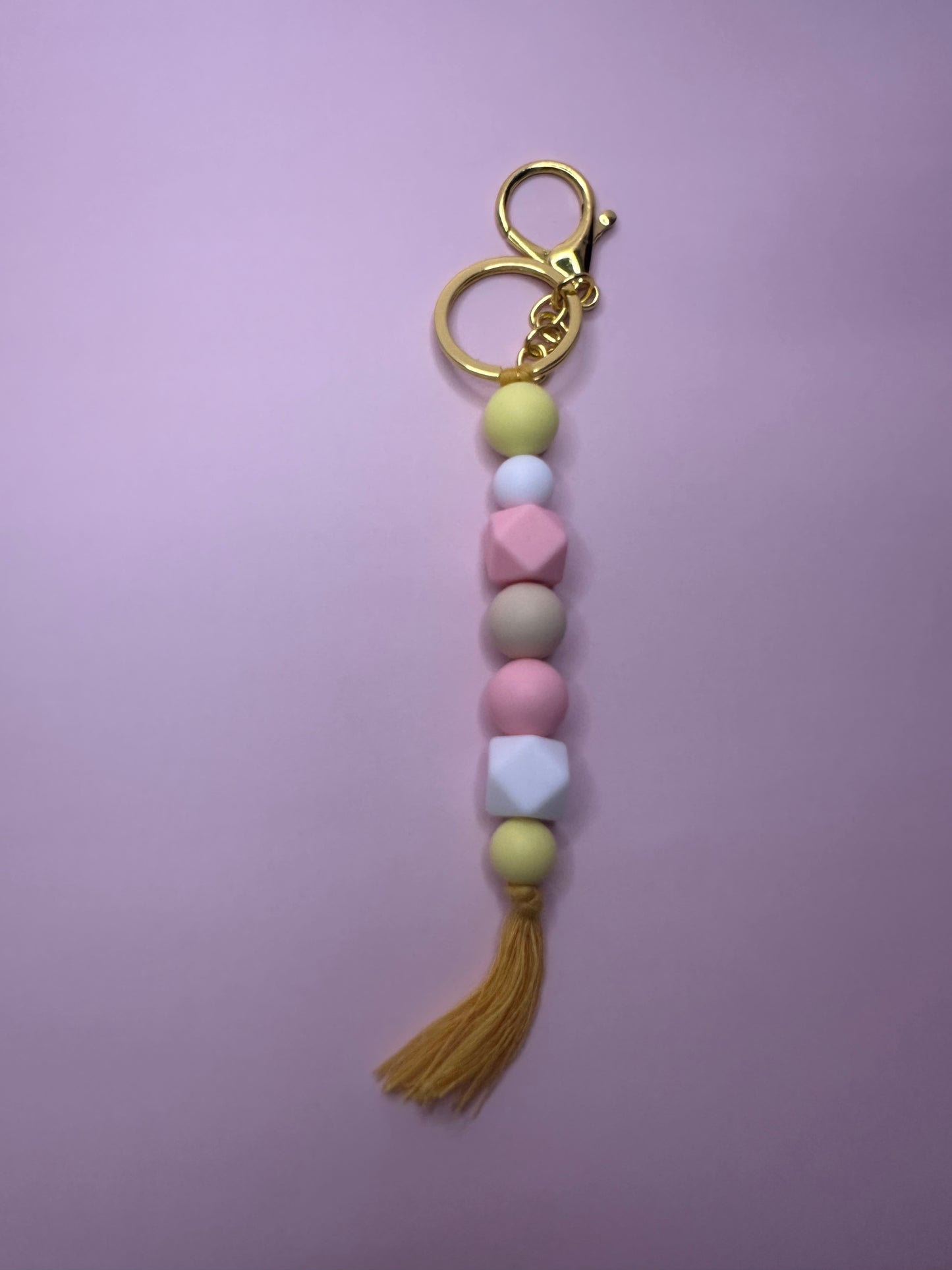 Pastel Beaded Key Ring/ Bag Tag
