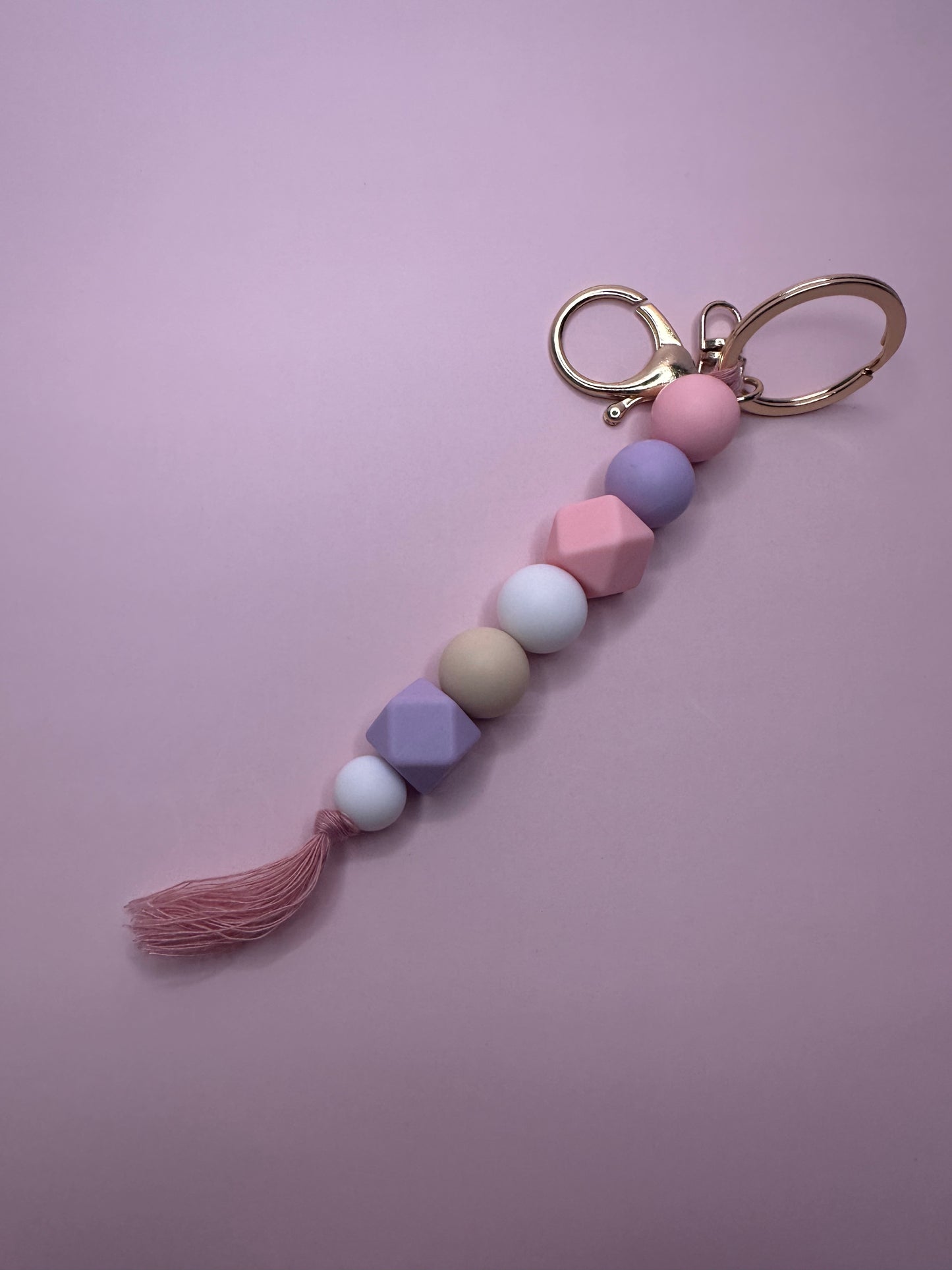 Pastel Beaded Key Ring/ Bag Tag