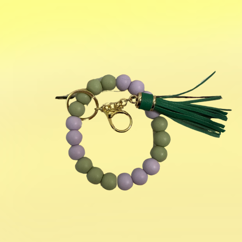 Green & Purple Beaded Keychain